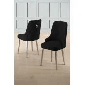 Hanah Home Set stolica Newa, 46x94x46 cm, 4 komada, Crno-srebrne boje
