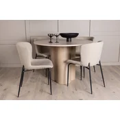 Venture Design Jedilna miza in stol komplet Olivia jedilna miza in Modesto jedilni stol 110x75 cm beljen in bež