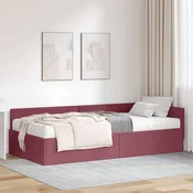 Kutni krevetni okvir s madracem Ostalo 2 pcs Siva tkanina