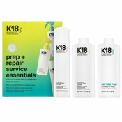 K18 Prep+ Repair Service Essentials nastavite za regeneracijo, prehrano in zaščito las 300 ml + 300 ml + 150 ml