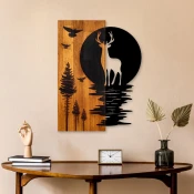 Atelier Del Sofa Zidna dekoracija Deer and Moon, 43x58x3 cm, Crna