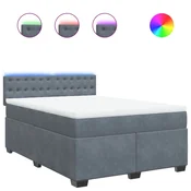 Vidaxl Box spring posteljni z vzmetnico temno siv 140x190 cm žamet
