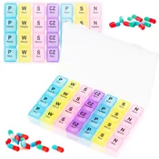 shumee TG71403 posoda za zdravila, tablete, škatla, organizator, 7 dni v tednu, 4-krat na dan