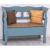 Casa Padrino country style bench light blue/brown 117 x 48 x H. 92 cm - Solid wood bench with storage space - Solid wood furniture - Country style furniture - Country style furnishings