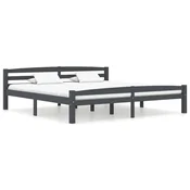 Vidaxl Posteljni okvir temno siv iz trdne borovine 200x200 cm