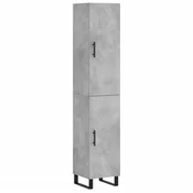 Vidaxl Visoka omara betonsko siva 34,5x34x180 cm inženirski les