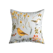 Prevleka za vzglavnik iz mikrovlaken SPRING BIRDS 45x45 cm, barvna