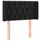 Vidaxl Vzglavje z ušesi črno 83x16x78/88 cm žamet