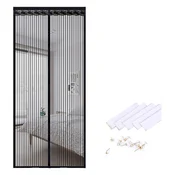 INF Magnetni zaslon za vrata, črtast poliester, 9 parov zaponk, 90x220 cm, (5000253823)