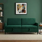 vidaXL Sofa s shrambo Temno zelena 192 x 78 x 87 cm Poliester