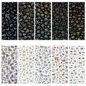 10x HOLOGRAFSKE FOLIJE ZA PRENOS 10cmx4cm BOŽIČNI KOMPLET SNEŽINK