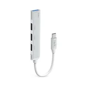 Aluminijska USB hub stanica Havit HB41 s cetiri USB izlaza – 3x USB 2.0, 1x USB 3.0 – srebrna – USB-C prikljucak