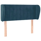 Vidaxl Vzglavje z ušesi temno modro 93x23x78/88 cm žamet