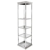 Casa Padrino metal shelf cabinet with glass shelves silver 50 x 45 x H. 190 cm - Living room cabinet - Living room furniture - Metal furniture - Luxury furniture