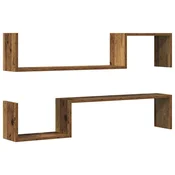 Vidaxl Stenske police 2 kosa starega lesa 100x15x20 cm inženirski les