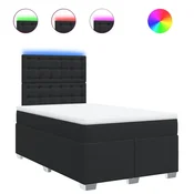 Vidaxl Box spring postelja z vzmetnico črna 120x190 cm umetno usnje