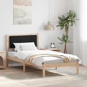Krevetni okvir s tapiciranim uzglavljem Crna 90 x 200 cm