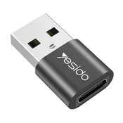 OTG adapter Yesido GS09 USB-A v USB-C 5Gbps, Plug and Play - črn