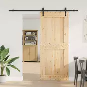 vidaXL Drsna vrata NARVIK Naravna in črna 95 x 210 cm (213,5 cm)