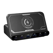 Blitzwolf Mrežni polnilnik BLITZWOLF BW-S27 160 W, 4xUSB-C, 2xUSB-A, Qi 15 W (črn)