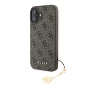 GUESS GUHCP16SGF4GCW silikonski ovitek z obeskom za iPhone 16e - rjav