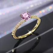 shumee ROZA ZLAT PRSTAN Z DIAMANTI IZ KIRURŠKEGA JEKLA VELIKOST 17