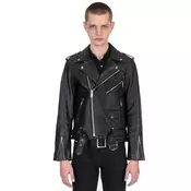 Moška jakna (biker) STRAIGHT TO HELL - Commando - Black/Silver - Ball Pull/Red Lining - COM-BLK-NIC-MOD