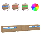 Vidaxl TV omarica z LED lučmi, umetniški hrast 300x35x40 cm, inženirski les