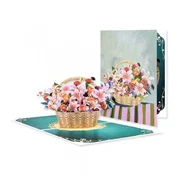 shumee 3D pop-up voščilnica z rožami - pastelna košara