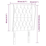 Vzglavje z ušesi temno modro 83x23x118/128 cm žamet