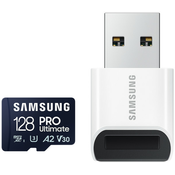 MicroSD 128GB, PRO Ultimate, SDXC, UHS-I U3 V30 A2, Read up to 200MB/s, Write up to 130 MB/s, for 4K and FullHD video recording, w/USB Card