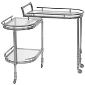 Casa Padrino serving trolley silver 75 x 40 x H. 75 cm - Oval metal trolley with glass plates - Hotel Restaurant Gastronomy Trolley - Hotel & Restaurant Accessories