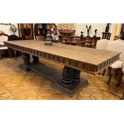 Casa Padrino country style dining table antique brown 300 x 110 x H. 78 cm - Rustic solid wood kitchen table - Rustic solid wood dining room furniture - Country style dining room furniture