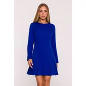 Made Of Emotion Womans Elegant mini dress with box pleats - royal blue