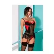 Ženski sexy korset Odina, Crno-crveni