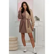 Insulated two-tone sweatshirt dark beige + light beige