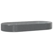 Vidaxl Visoka greda iz cinkanega jekla 296x140x36 cm siva