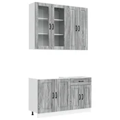 vidaXL Set omar s predalom s polico 4 pcs Siva Sonoma Inženirski les