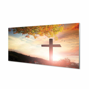 tulup.si Slika na akrilnem steklu Cross drevo 120x60 cm 4 obešalnika