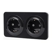 Aigostar - Zidna uticnica sa okvirom, 2x SCHUKO, 250V/16A, crna