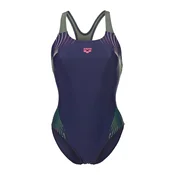 ARENA Enodelne kopalke Nuance Swim Pro Back modra/zelena/pastelno zelena/temno roza