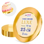 shumee Podstavek za torto zlat 25 cm 1,2 cm komplet 5 kosov okroglih bobnov za torto luksuzni Brand4Cake
