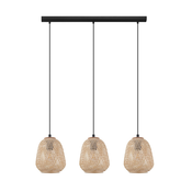 EGLO Viseca lampa DEMBLEBY 3xE27 90 cm prirodno drvo/crna 43262