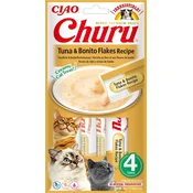 Churu Kremni mačji prigrizek - tuna, 4 x 14 g - Z bonito kosmiči