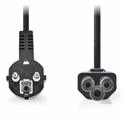 Nedis Napajalni kabel / vtič tipa F - IEC-320-C5/ raven/ kotni/ trikotni/ črn/ v razsutem stanju/ 3 m