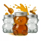 shumee 12x stekleni kozarec TEDDY BEAR 150ml s pokrovom za ZAČIMBE, MED, LIKER, darilo