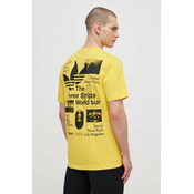 Bombažna kratka majica adidas Originals moška, rumena barva, IS0183