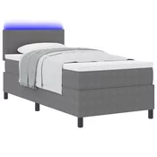 vidaXL LED Box Spring Postelja Svetlo siva in bela. 100 x 200 cm