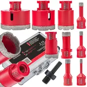 POWERMAT Set 9 diamantnih kronskih žag M14+HEX za keramiko – kamen, (21000682)