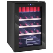 HOMCOM Hlajena vinska klet 12 steklenic 53L tiha vinska klet nastavljiva temperatura 5-18Celsius hladilnik vino bar s steklom anti UV, police, kompresor, zaslon na dotik, luči LED, razred g